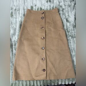 Michael Kors Collection Camel Wool & Angora A-line Button Front Skirt Italy Sz 2